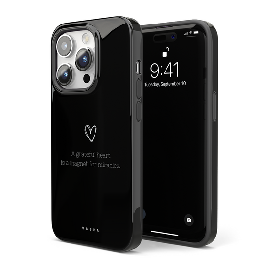 Telefono dėklas – Grateful Heart (juodas)