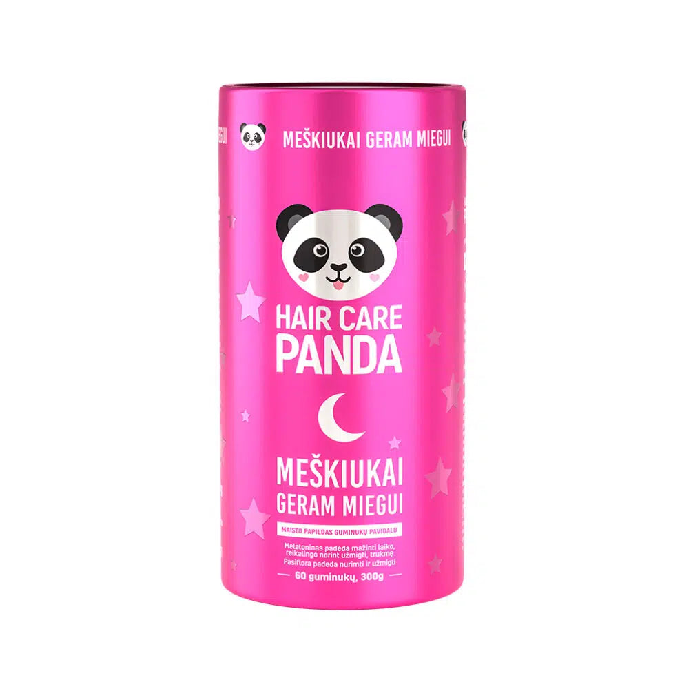 HAIR CARE PANDA maisto papildas MEŠKIUKAI GERAM MIEGUI, 300g, 60 guminukų